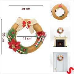 Yılbaşı Kapı Süsü, Kumaş Kapı Çelengi - 30 cm