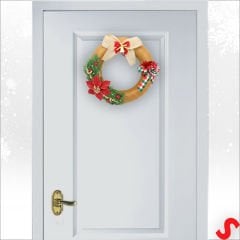 Yılbaşı Kapı Süsü, Kumaş Kapı Çelengi - 30 cm