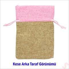 Bebek Temalı Jüt Kese 10cm x 13cm - Pembe x 12 Adet