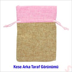 Bebek Temalı Jüt Kese 10cm x 13cm - Pembe x 12 Adet