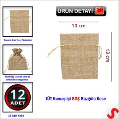 Natürel Jüt Kese, 10cm x 13cm - 12 Adet