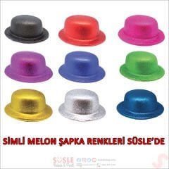 Simli Melon Şapka, 27cm x 7cm x 1 Adet - Lacivert