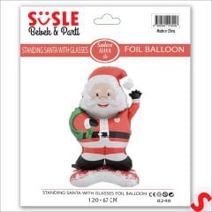 Gözlüklü Noel Baba Folyo Balon 120cm x 67cm