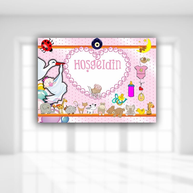 Hoşgeldin Bebek Afiş, 70cm x 50cm - Pembe
