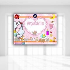 Hoşgeldin Bebek Afiş, 70cm x 50cm - Pembe