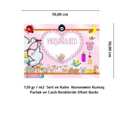 Hoşgeldin Bebek Afiş, 70cm x 50cm - Pembe
