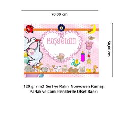 Hoşgeldin Bebek Afiş, 70cm x 50cm - Pembe