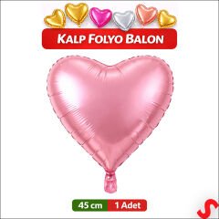Kalp Folyo Balon, 45 cm - Pembe
