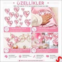 Kalp Folyo Balon, 45 cm - Pembe