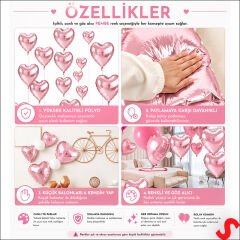 Kalp Folyo Balon, 45 cm - Pembe