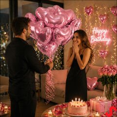 Kalp Folyo Balon, 45 cm - Pembe