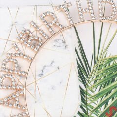 Kristal Taşlı, A Kalite Metal Happy Birthday Taç - Altın