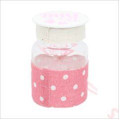 Emzikli Plastik Kavanoz, 6,5cm x 4cm x 12 Adet - Pembe