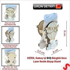 Ahşap Standlı 10cm x 8cm KESE, Mavi Uçan Balon - 1 Adet