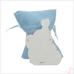 Ahşap Standlı 10cm x 8cm KESE, Fil Mavi - 1 Adet