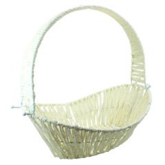 Saplı Oval Kumaş Süslü Sepet, 36 cm, Orta Boy, Pembe