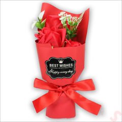 Beyaz Pelüş Ayıcıklı ve Kutulu Yapay Çiçek Buketi - 25cm