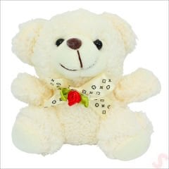 Beyaz Pelüş Ayıcıklı ve Kutulu Yapay Çiçek Buketi - 20cm