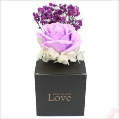 Beyaz Pelüş Ayıcıklı ve Kutulu Yapay Çiçek Buketi - 20cm