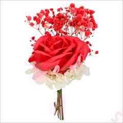 Kahve Pelüş Ayıcıklı ve Kutulu Yapay Çiçek Buketi - 20cm