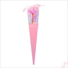 Kutulu ve Led Işıklı Sonsuzluk Gülü, 35cm - Pembe