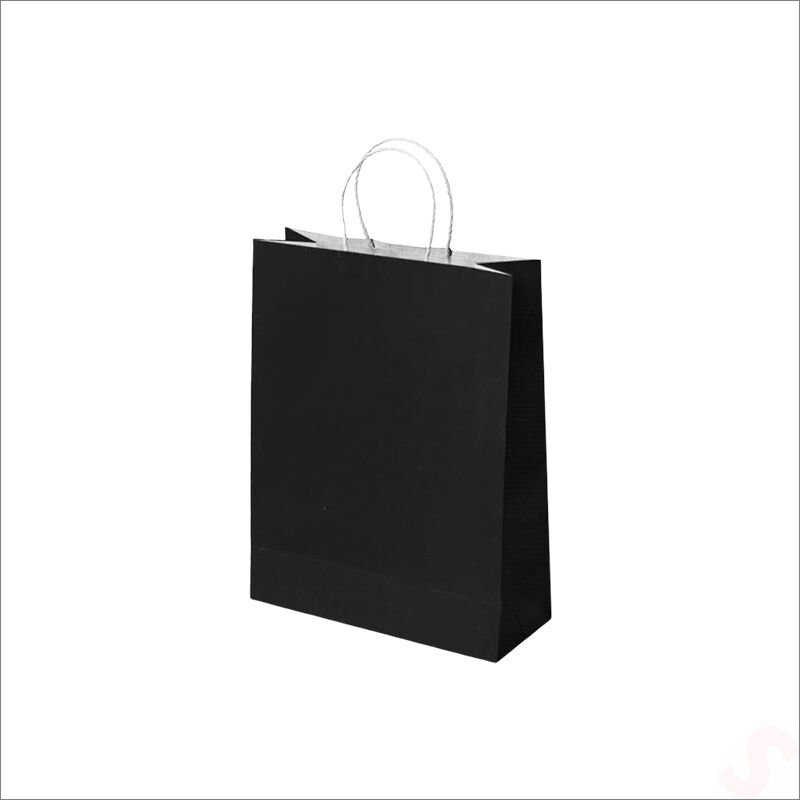 Büküm Saplı Kraft Çanta 32 x 26 x 12 cm, Siyah - 1 Adet