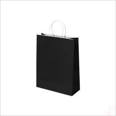 Büküm Saplı Kraft Çanta 32 x 26 x 12 cm, Siyah - 1 Adet