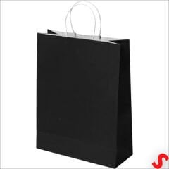 Büküm Saplı Kraft Çanta 32 x 26 x 12 cm, Siyah - 12 Adet