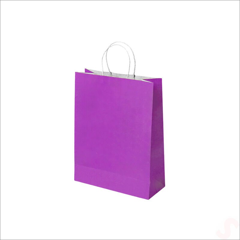 Büküm Saplı Kraft Çanta 32 x 26 x 12 cm, Mor - 1 Adet