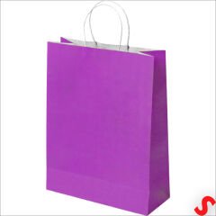 Büküm Saplı Kraft Çanta 32 x 26 x 12 cm, Mor - 1 Adet