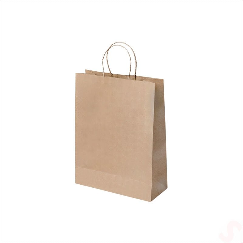 Büküm Saplı Kraft Çanta 32 x 26 x 12 cm, Natürel - 1 Adet