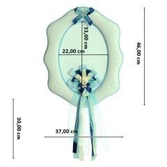 Ayıcıklı, Oval Kumaş Kapı Süsü, Mavi