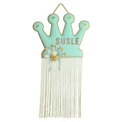 Ayıcıklı, Oval Kumaş Kapı Süsü, Mavi