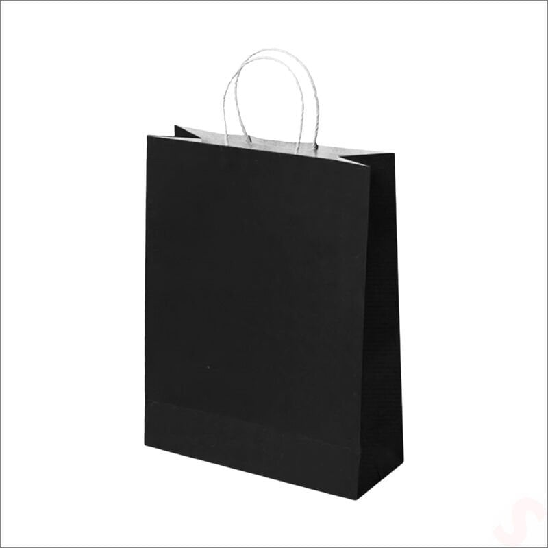 Büküm Saplı Kraft Çanta 42 x 31 x 12 cm, Siyah - 1 Adet