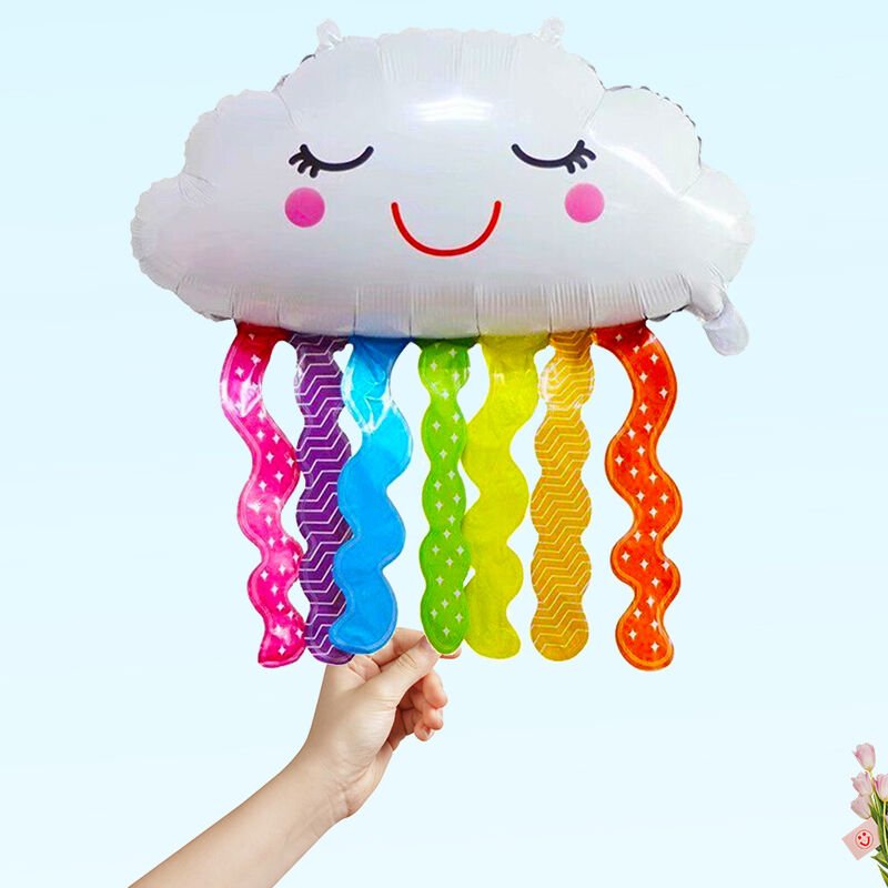 Püsküllü Gökkuşağı Folyo Balon, 75 cm