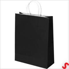 Büküm Saplı Kraft Çanta 42 x 31 x 12 cm, Siyah - 12 Adet