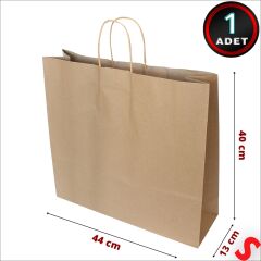 Büküm Saplı Kraft Çanta 40 x 44 x 13 cm, Natürel - 1 Adet