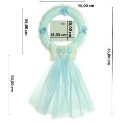 İsimlikli Tüllü Halka Kapı Süsü, Mavi