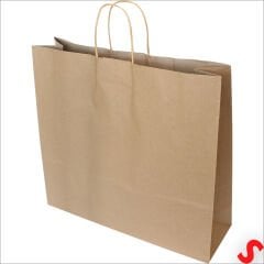 Büküm Saplı Kraft Çanta 40 x 44 x 13 cm, Natürel - 12 Adet