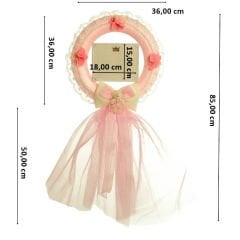 İsimlikli Tüllü Halka Kapı Süsü, Pembe