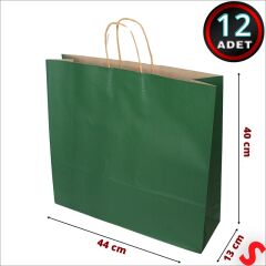 Büküm Saplı Kraft Çanta 40 x 44 x 13 cm, Yeşil - 12 Adet