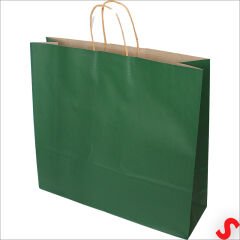 Büküm Saplı Kraft Çanta 40 x 44 x 13 cm, Yeşil - 12 Adet