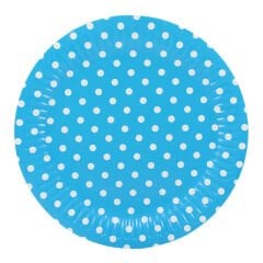 Puanlı, Mavi Karton Tabak - 23,00 cm - 8 Adet