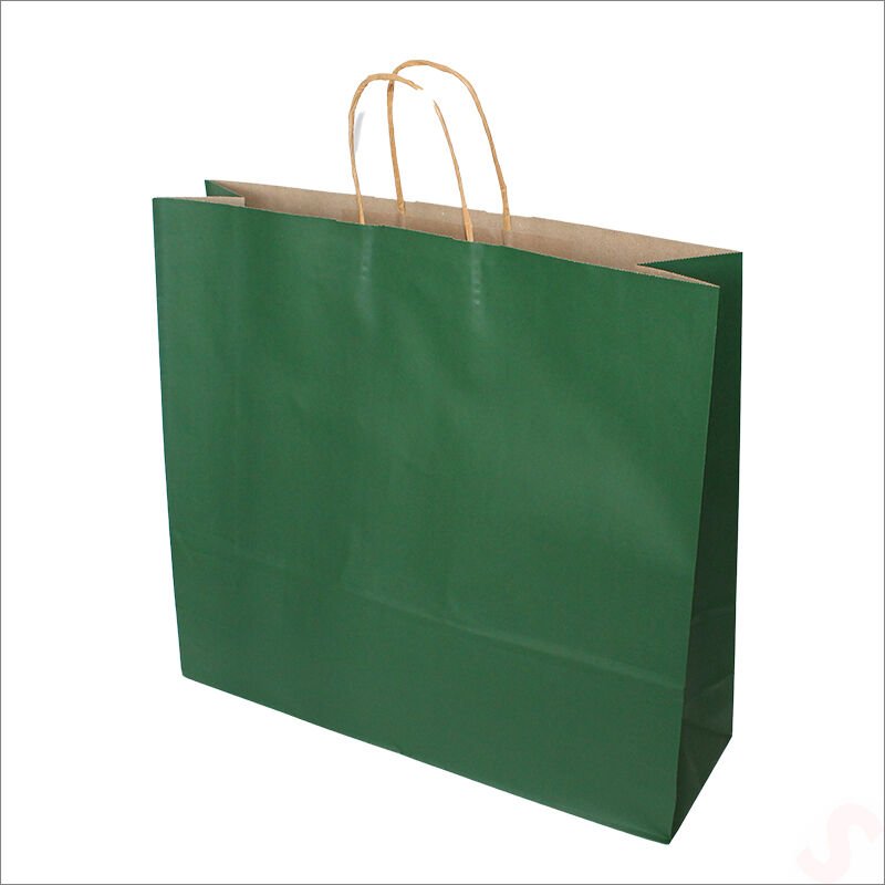 Büküm Saplı Kraft Çanta 40 x 44 x 13 cm, Yeşil - 1 Adet