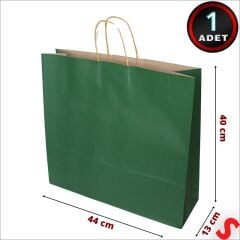 Büküm Saplı Kraft Çanta 40 x 44 x 13 cm, Yeşil - 1 Adet