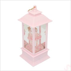 Uçuşan Simli,12,5cm x 5cm Led Işıklı Balerin Fener Küre - B