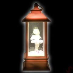 Uçuşan Simli,12,5cm x 5cm Led Işıklı Balerin Fener Küre - D