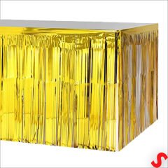 Parlak Saçaklı Işıltılı Masa Eteği 75cm x 275cm - Altın