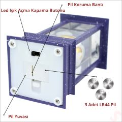 Uçuşan Simli,12,5cm x 5cm Led Işıklı Astronot Fener Küre - D
