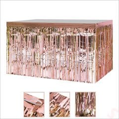 Parlak Saçaklı Işıltılı Masa Eteği 75cm x 275cm - Rose Gold